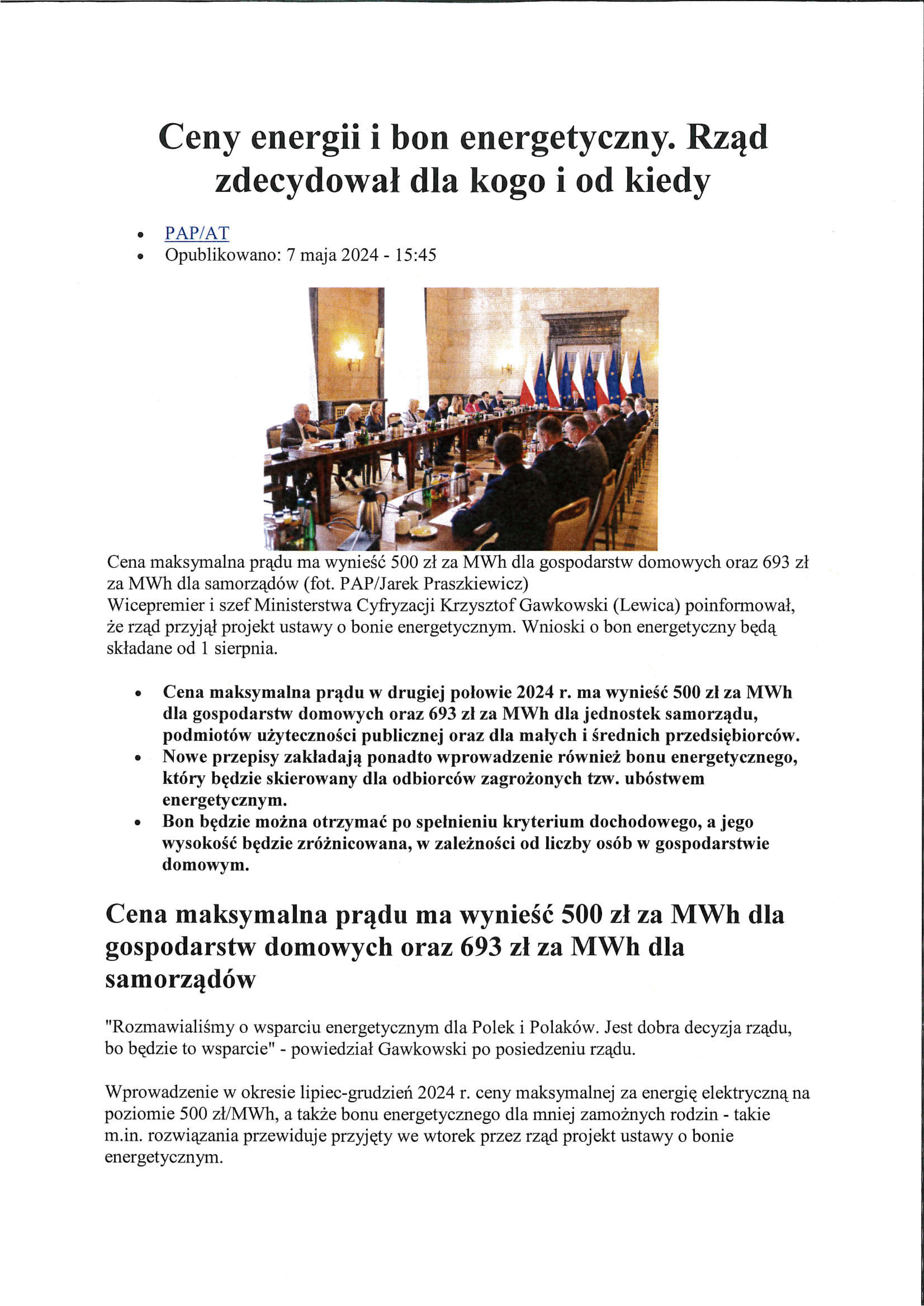 Informacje o bonie energetycznym