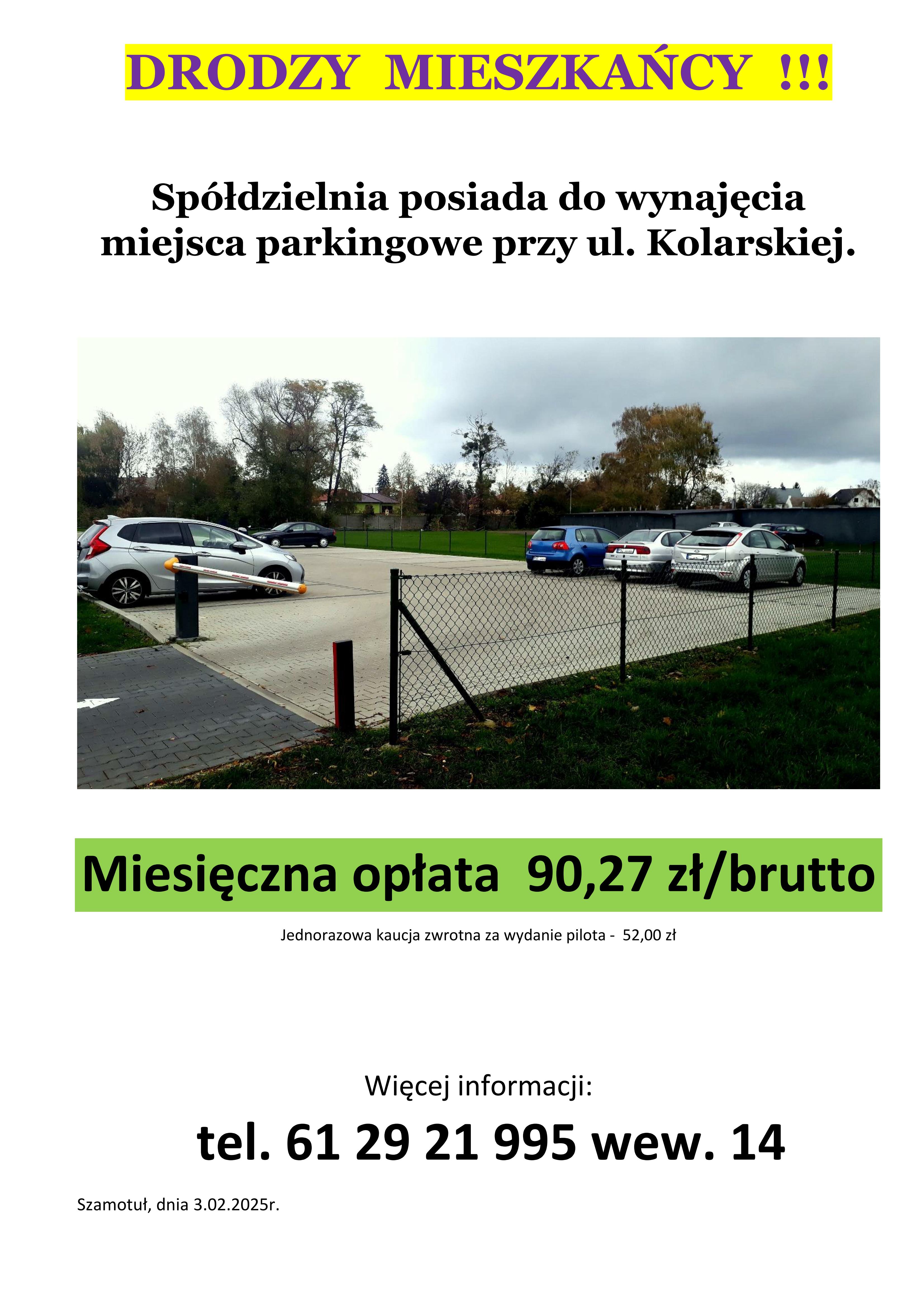 Parking przy ul. Kolarskiej w Szamotułach